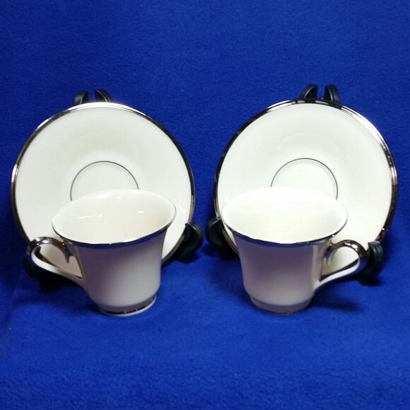 Vintage Lenox Solitaire Cup and Saucer Sets Dimension Collection Set of 2 - Picture 1 of 10